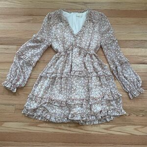 Altar'd State Mini Dress Womens Medium Pink White Floral Print Cottagecore